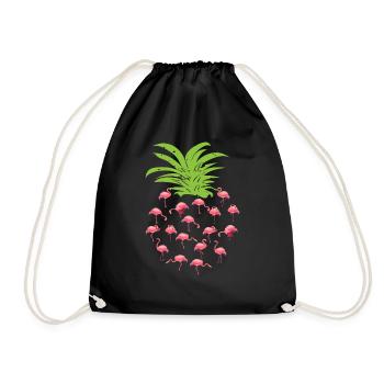 Flamant rose ananas - Sac de sport léger - noir - Devant