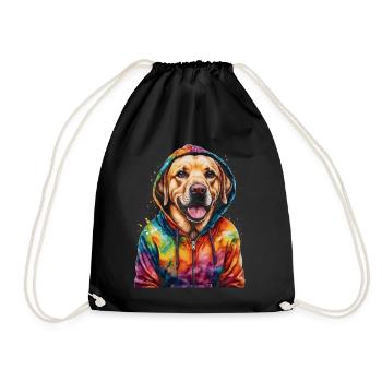 Labrador Retriever Hoodie Hund Lustig Design Print - Turnbeutel - Schwarz - Vorne