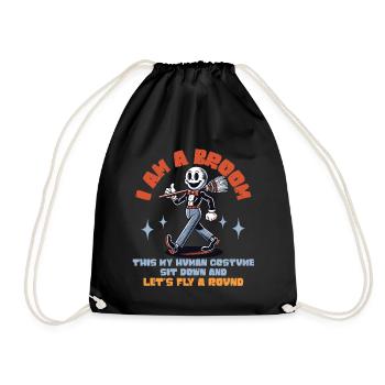 Funny Halloween Saying I'm a Broom Fly With - Drawstring Bag - black - Front