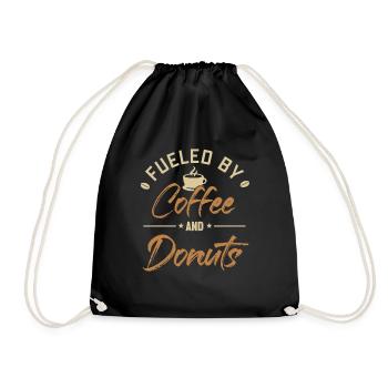 Fueled by Coffee and Donuts Doughnut Glazed Maker - Drawstring Bag - black - Front