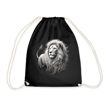 Majestueux lion blanc – Œuvre d’art sur noir - Sac de sport léger - noir - Devant