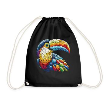 Exotic Toucan in Mosaic Style - Drawstring Bag - black - Front