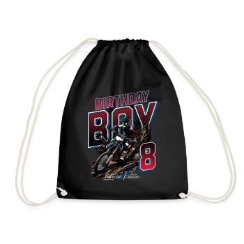 Motocross 8th Birthday - Drawstring Bag - black - Front