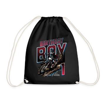 Motocross 1st Birthday - Drawstring Bag - black - Front