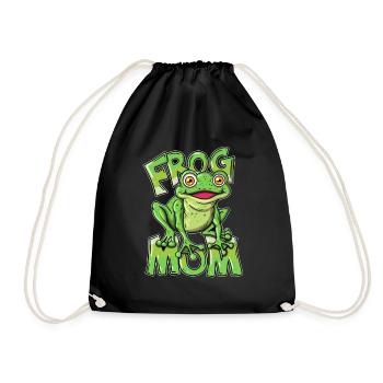 Frog Mom Toad Garden Pond Fish Pond Frog Mom - Drawstring Bag - black - Front