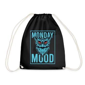 Monday Mood, Eule, Statement funny Montags Montag - Turnbeutel - Schwarz - Vorne