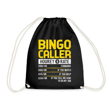 Bingo Anrufer Stundensatz Lustiges Lotteriespiel Bingo - Turnbeutel - Schwarz - Vorne