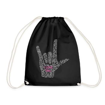 ASL I Love You Lustige Gebärdensprache DHH ASL Gehörlos - Turnbeutel - Schwarz - Vorne