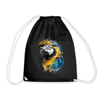 Parrots Art Drawing Abstract - Drawstring Bag - black - Front