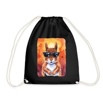 Écureuil cool avec des lunettes de soleil - Sac de sport léger - noir - Devant