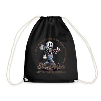 Lustiger Halloween Spruch Bin Ein Besen - Turnbeutel - Schwarz - Vorne