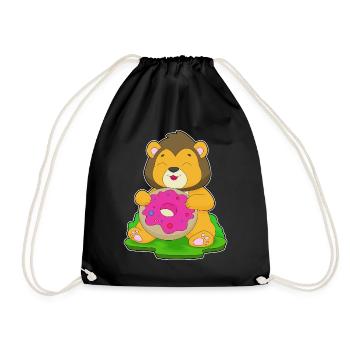 Lion Donut - Drawstring Bag - black - Front