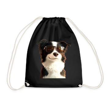 Border Collie Dog Lover Puppy Cute Collies - Drawstring Bag - black - Front