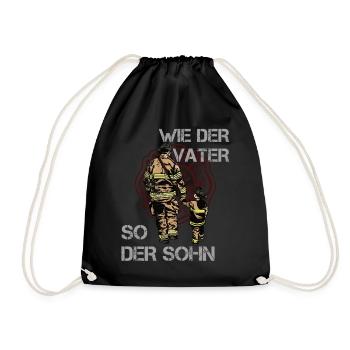 Feuerwehr Papa und Sohn Feuerwehrmann - Turnbeutel - Schwarz - Vorne