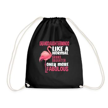 Flamingo Granddaughter Fabulous - Drawstring Bag - black - Front