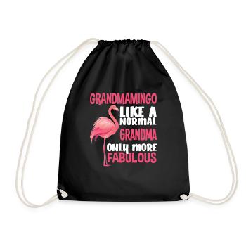 Flamingo Granny Fabulous - Drawstring Bag - black - Front