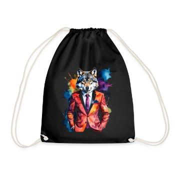 Costume de loup Imprimé coloré de conception d’animaux - Sac de sport léger - noir - Devant