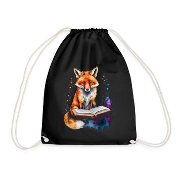 Renard lecture livre Coloré Animal Design Imprimer - Sac de sport léger - noir - Devant