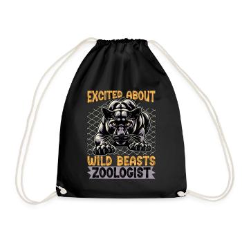 Zoologist Excited About Wild Beasts Zookeeper - Drawstring Bag - black - Front