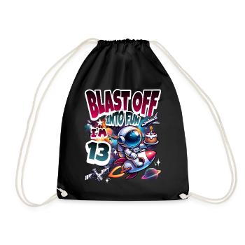 Astronaut 13th Birthday Space - Drawstring Bag - black - Front