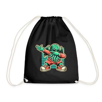 Lustiger Dabbender Cthulhu Kreatur Mit Tentakeln - Turnbeutel - Schwarz - Vorne