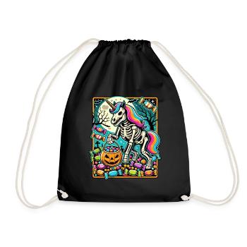 Drôle de squelette de licorne aime les bonbons - Sac de sport léger - noir - Devant