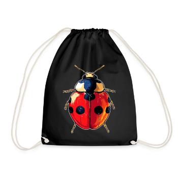 Marienkäfer Ladybug Insekten Bunt Süße Marienkäfer - Turnbeutel - Schwarz - Vorne