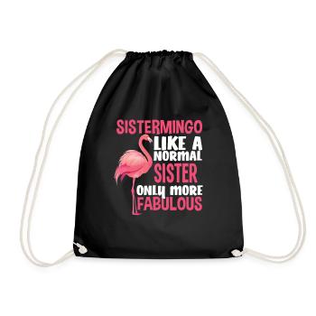 Flamingo Sister Fabulous - Drawstring Bag - black - Front