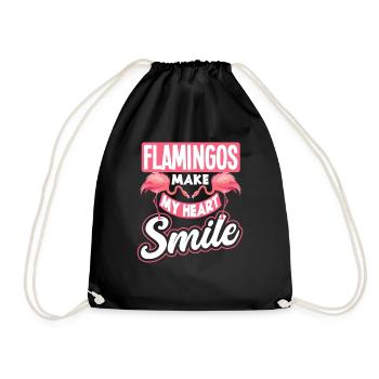 Flamingo Lachen Herz Spruch Geschenk - Turnbeutel - Schwarz - Vorne