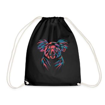 Colorful koala in neon design - Drawstring Bag - black - Front