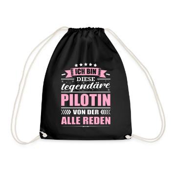 Ich Bin Diese Legendäre Pilotin Flugzeug - Turnbeutel - Schwarz - Vorne