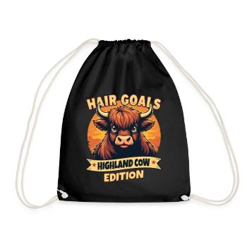 Scottish Highland Cattle Highland Cow Highland Cow - Drawstring Bag - black - Front