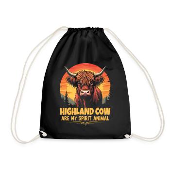 Scottish Highland Cattle Highland Cow Highland Cow - Drawstring Bag - black - Front