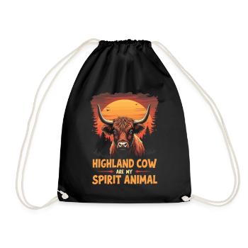 Scottish Highland Cattle Highland Cow Highland Cow - Drawstring Bag - black - Front