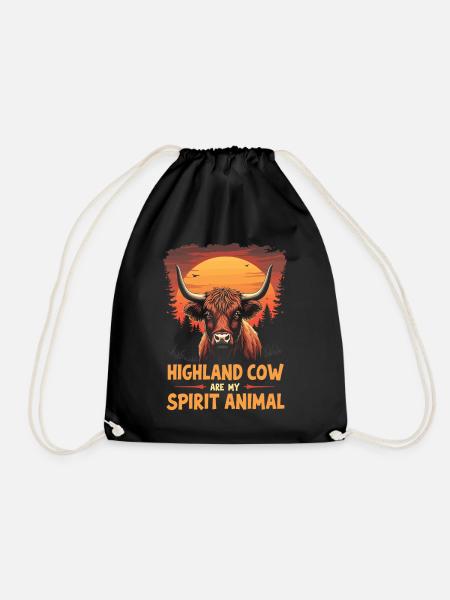 Scottish Highland Cattle Highland Cow Highland Cow - Drawstring Bag - black
