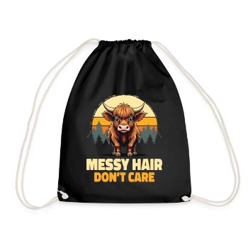 Scottish Highland Cattle Highland Cow Highland Cow - Drawstring Bag - black - Front