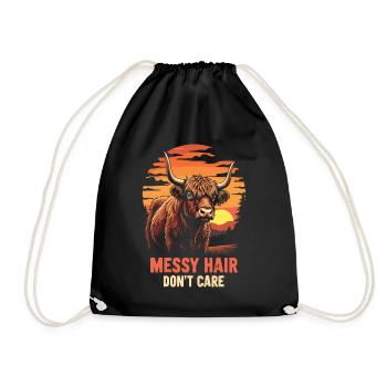 Scottish Highland Cattle Highland Cow Highland Cow - Drawstring Bag - black - Front