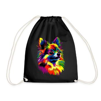 Pomeranian Pomeranian Pomeranian Pom Spitz Dog - Drawstring Bag - black - Front