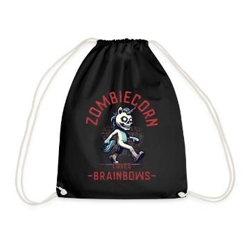 Zombiecorn Liebt Brainbows Gruseliges Einhorn - Turnbeutel - Schwarz - Vorne