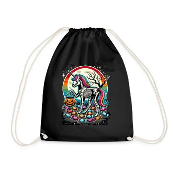 Drôle de squelette de licorne aime les bonbons - Sac de sport léger - noir - Devant