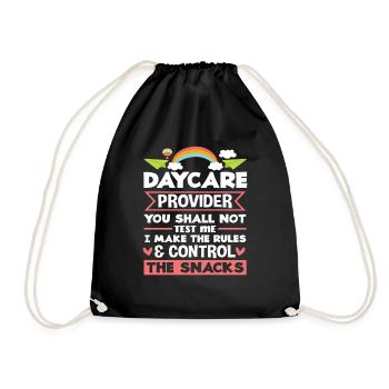 Kindergarten Provider Control Snacks Rules - Drawstring Bag - black - Front