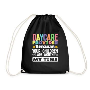 Daycare provider Because your children are my - Drawstring Bag - black - Front