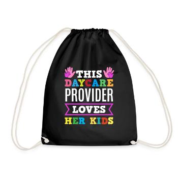 This day caregiver loves your children - Drawstring Bag - black - Front