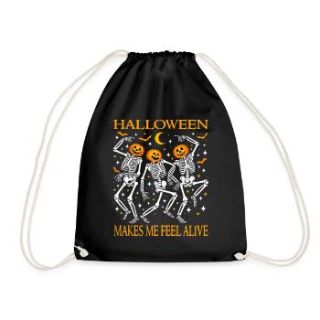 Funny Halloween Dancing Skeletons Jack O Lantern - Drawstring Bag - black - Front