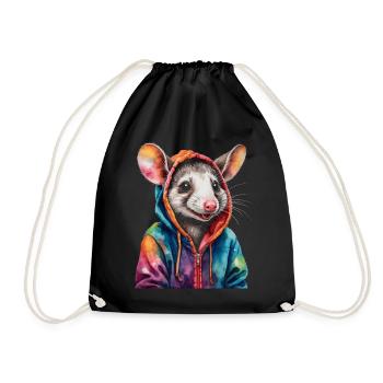Sweat à capuche opossum Imprimé de design d’animal coloré - Sac de sport léger - noir - Devant