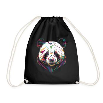 Bunter Panda Kopf Abstrakte Kunst - Turnbeutel - Schwarz - Vorne