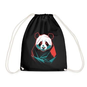 Abstract Panda with Modern Colors - Drawstring Bag - black - Front