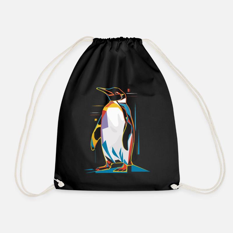 Farbenfroher Geometrischer Pinguin - Turnbeutel - Schwarz