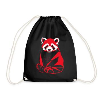 Geometric Red Panda Artwork - Drawstring Bag - black - Front