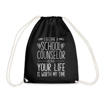 School Counselor I Became A School - Drawstring Bag - black - Front